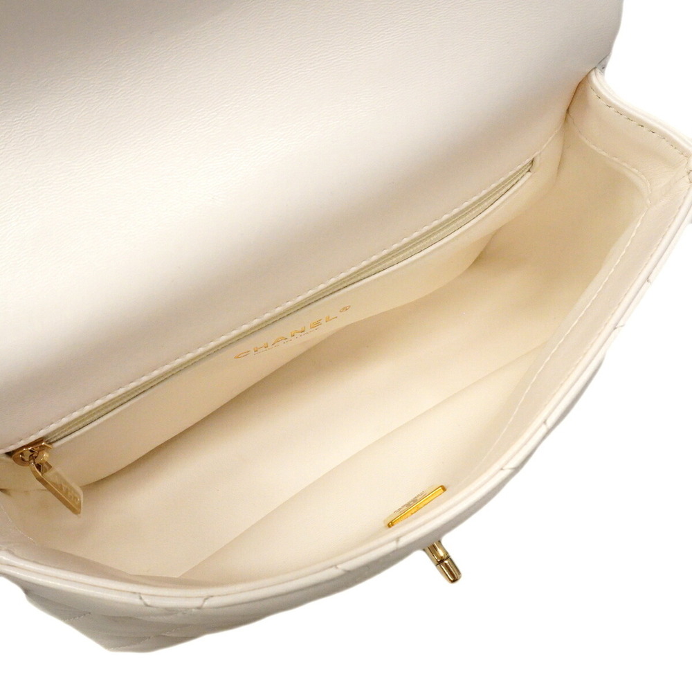 Chanel Matelassé Chain Shoulder Handbag, Lambskin, White/Champagne, 2-way Bag... - Picture 4 of 11
